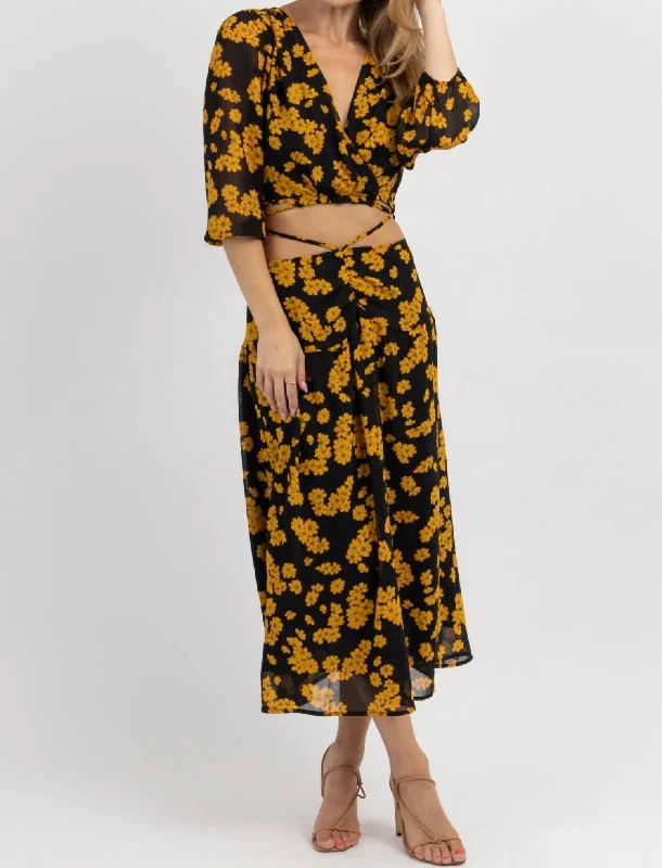 Big Savings Self-Tie Skirt Set In Black/goldie