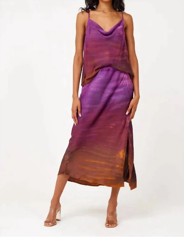 Seasonal Trends Side Slit Bias Maxi Skirt In Brandy Horizon