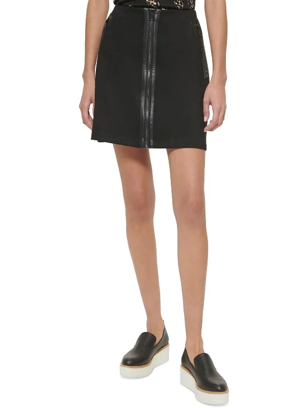 Eclectic Fashion Womens Zipper Faux Suede Mini Skirt