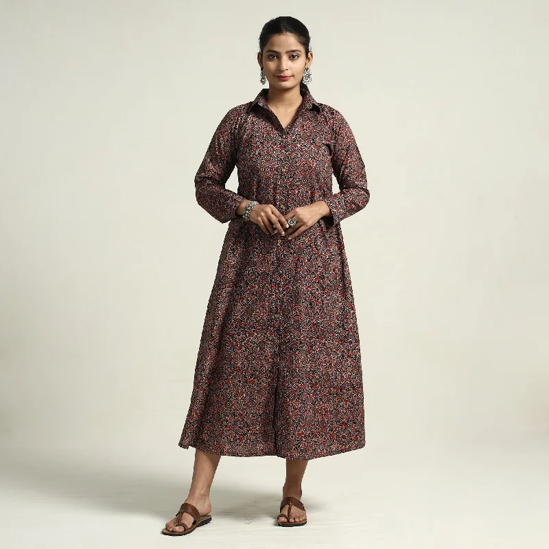 Celebrate With Big Savings Dark Brown - Ajrakh Hand Block Printed Cotton Dress 16