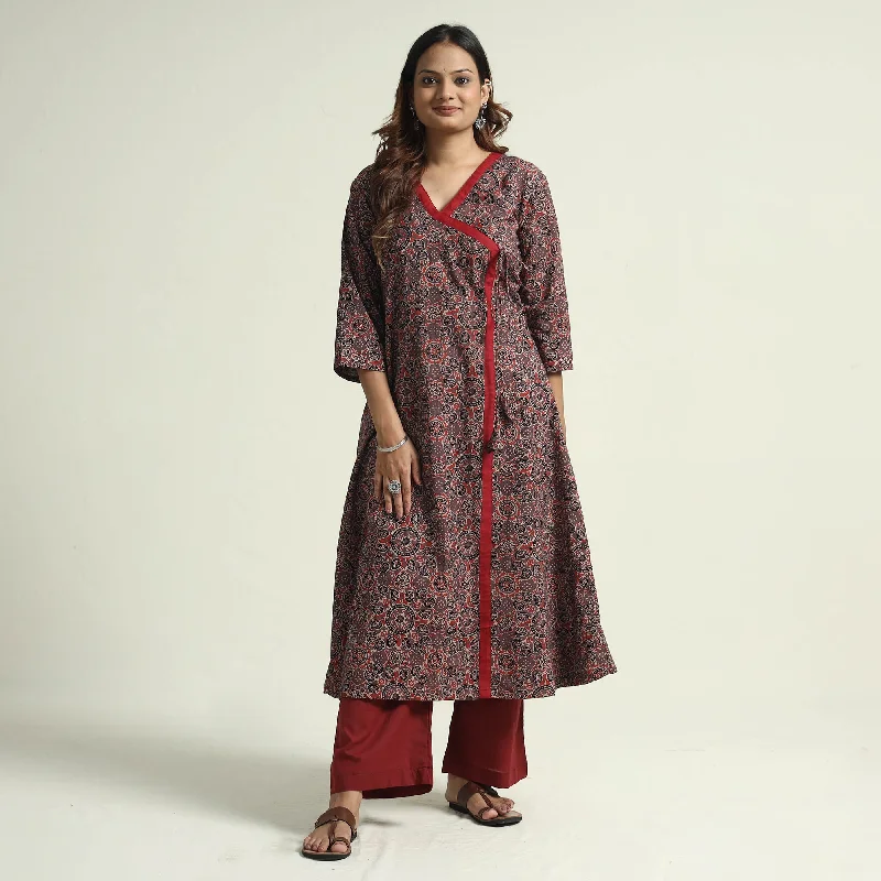 Best Sellers Brown - Ajrakh Block Printed Cotton Flared Kurta with Palazzo Set