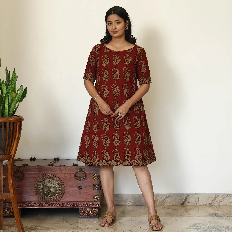 Limited Time Offer Red - Bagh Hand Block Printed Cotton Dress