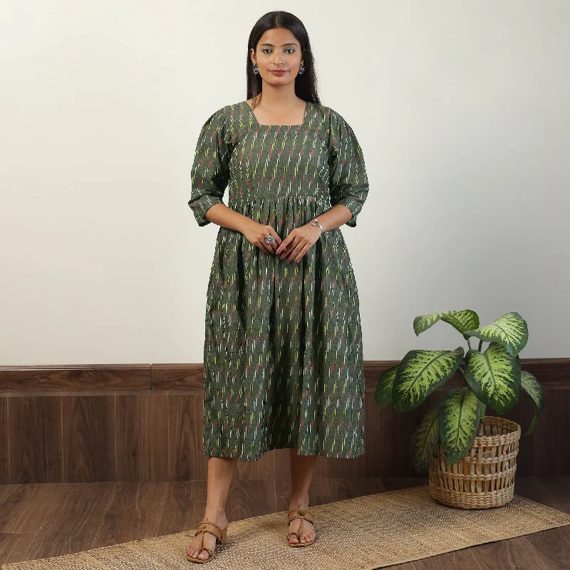 Flash Sales Grey - Pochampally Ikat Weave Cotton Dress 10