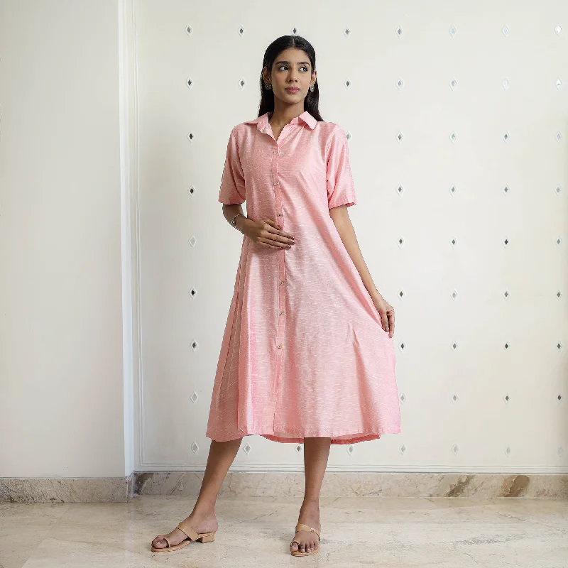 Exclusive Deals Online Zeenat Baby Pink Slub Silk Plain Dress