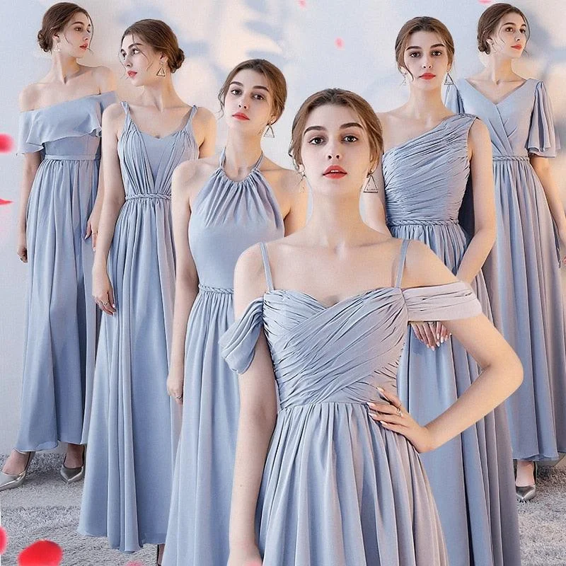 Big Savings Customizable Elegant A Line Chiffon Long Bridesmaid Dresses