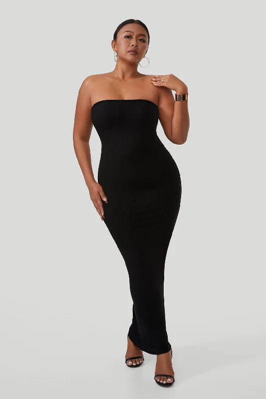 All Season Fashion Collection Strapless Maxi Dress With Built-In Shapewear