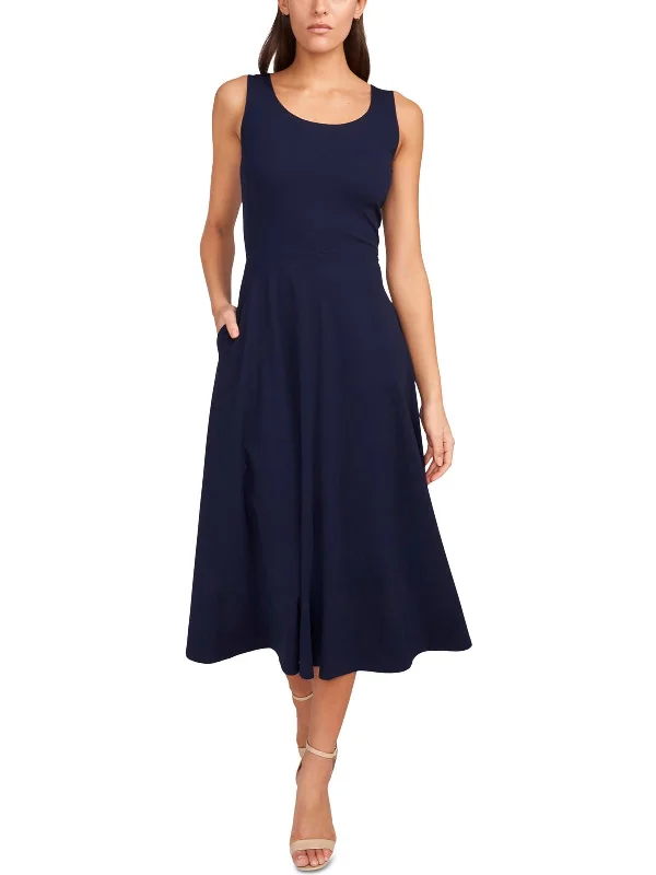 Unbeatable Deals Petites Womens Sleeveless Midi Fit & Flare Dress