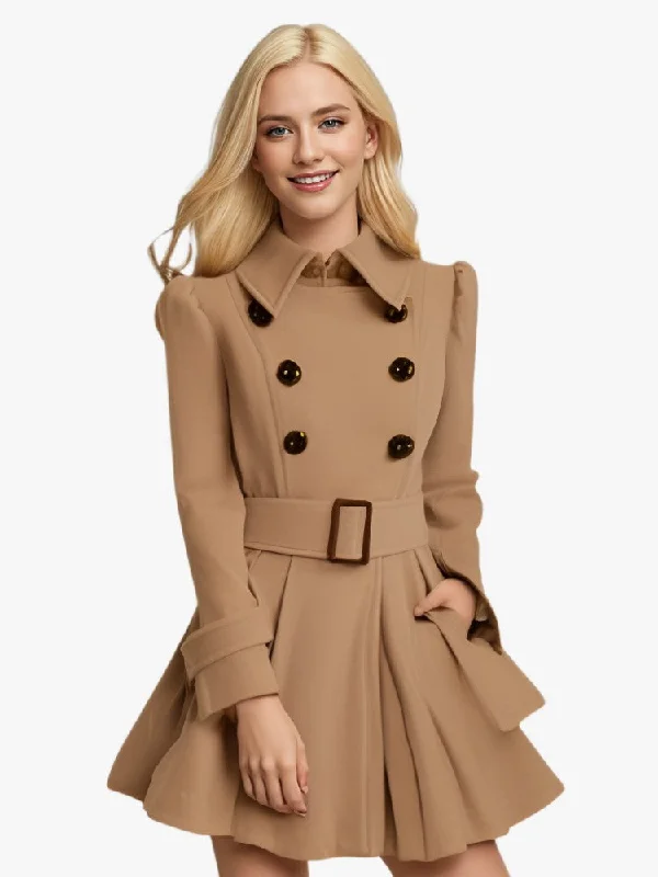 End Of Season Sale Pleated With Belt Long Sleeve Tweed Dress