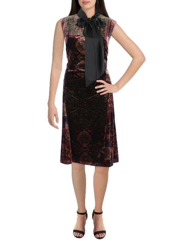 Daily Deals Plus Womens Velvet Calf Cocktail and Party Dress