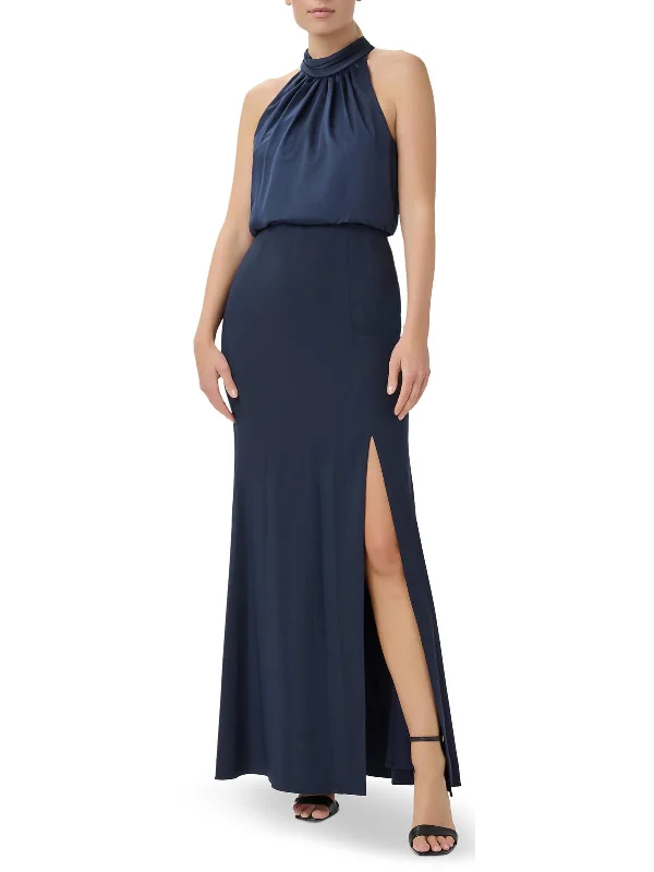 Trendy Urban Attire Womens Halter Blouson Evening Dress