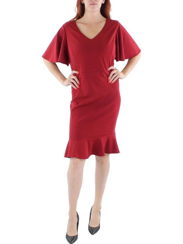 Browse Our Top Products Womens Knit Flutter Sleeves Sheath Dress