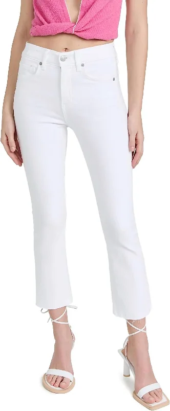 Pastel Styles Carly Kick Flare Raw Hem Jeans In White