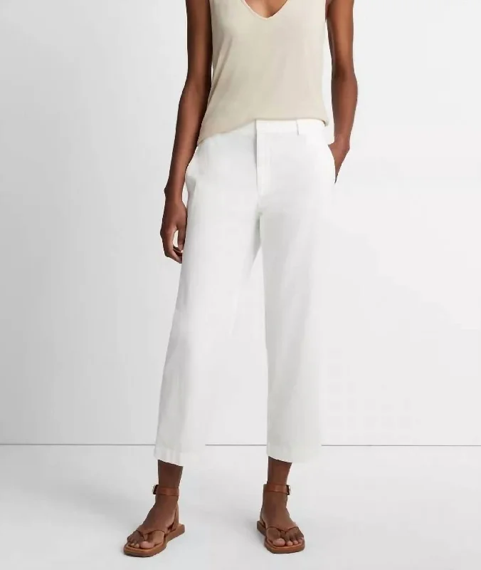 Must-Have Styles Low Rise Washed Cotton Crop Pant In Off White