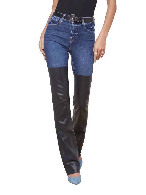 Evening Elegance Ruth High Rise Straight Jean In Magnolia/black