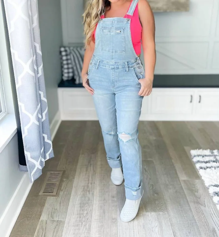 Classic Charm Straight Overalls In Blue