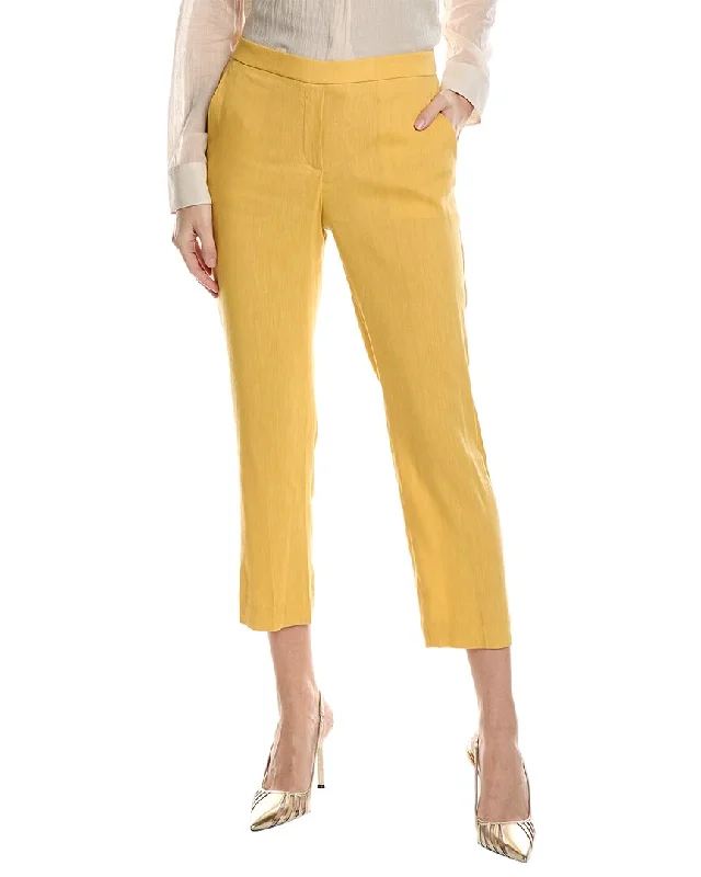 Chic Styles Theory Treeca Linen-Blend Pull-On Pant