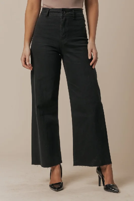 Mega Sales Black Straight Wide Leg Pants